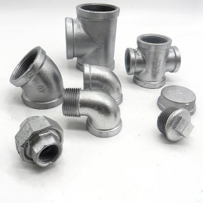 China Fire Fighting  Wholesale Hot Dipped Gi Plumbing Material Galvanized Malleable Iron Reducing Elbow Pipe Fitting1/2''-4'' Pipe Tee for sale