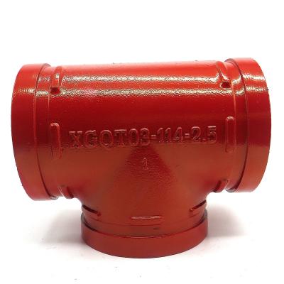 China Fire Fighting Svstem and Other Fields Fire Fighting Red Color Grooved Mechanical Tee Ductile Iron Pipe Fitting for sale