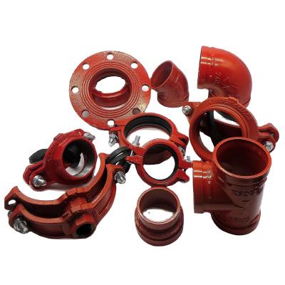 China Fire Fighting Svstem and Other Fields Ductile Iron Cast Iron Connect 90 Degree Bend Ductile Iron Tee Elbow Flange Grooved Pipe Fitting for sale