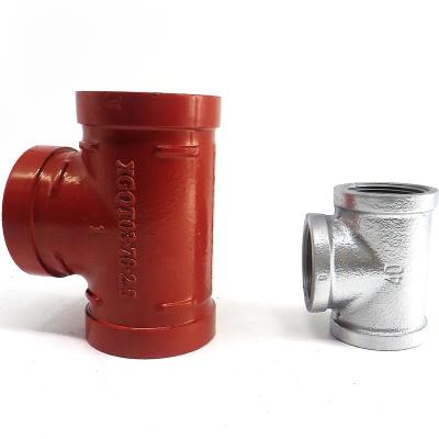 China Fire Fighting Svstem and Other Fields Fire Fighting Galvanized Ductile Iron Grooved Pipe Fittings 90 Degree Equal Elbow Tee Coupling Reducer Fitting for sale