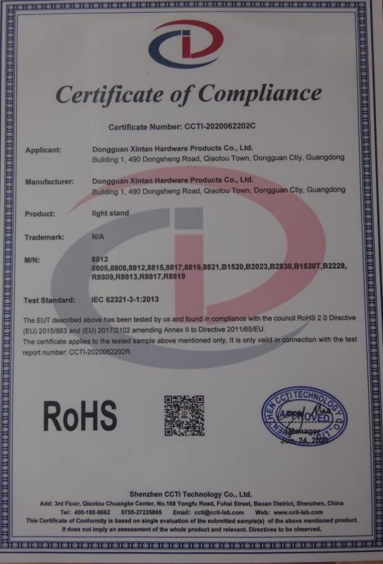 RoHS - Dongguan Xintan Hardware Products Co., Ltd.