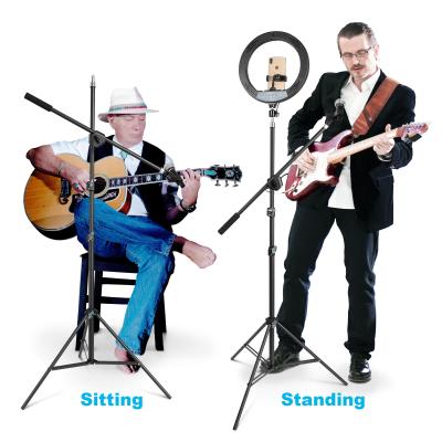 China Flexible Microphone Floor Stand Maker Stand Dual Microphone Supplement Stand Portable Flexible Standard Tripod Stand for sale