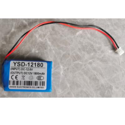 China Toys Customize OEM High Quality Mini 12V 1800mAh Rechargeable Lithium Li-ion Battery with JST 2P Connector for CCTV Camera ysd-12180 for sale