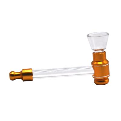 China Herb Weed Smoking Accessories Glass Metal Water Dab Pipe Tobacco Glass Pipe Herb Weed Smoking Dry Pipes Portable Custom for sale