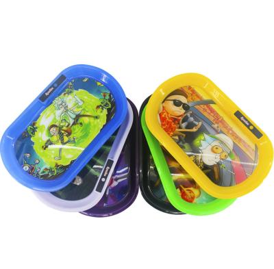 China Plastic Serving Tray With LED Light Rolling Tray Variety Colors Automatic Change Decorative Tray for sale