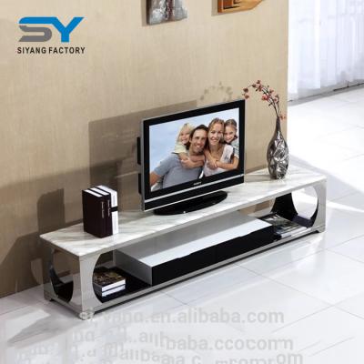 China New Product Adjustable Diy White Marble Top Silver Stainless Steel Frame TV Stand (Other) For Home Use for sale