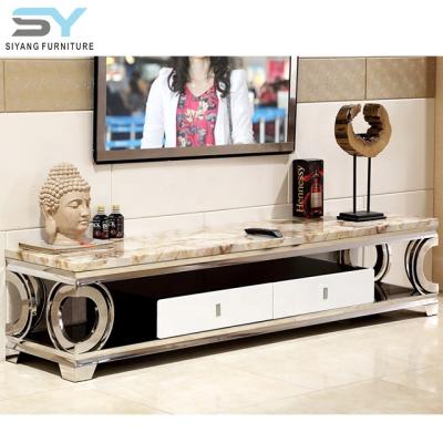 China (Size) 2017 Adjustable White Marble Stainless Steel Tv Cabinet With White Drawers For Sale DS004 for sale