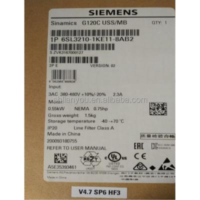 China NEW SIEMENS 6SL3210-1KE11-8AB2 6SL3210-1KE11-8AB2 G120C/0.55kw 1PCS AC380-480(v) inverter 6SL3210-1KE11-8AB2 for sale