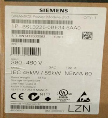 China NEW SIEMENS 6SL3225-0BE33-7AA0 SINAMICS G120 1PC PM250 POWER SUPPLY MODULE 6SL3225-0BE33-7AA0 for sale