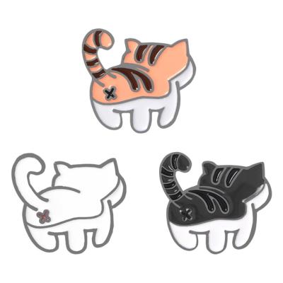 China 3PCS/set Fashionable Cat Butt Pins Black White Cat Brooches Lapel orange pin Kitty Badges Gift for Cat Lover for sale