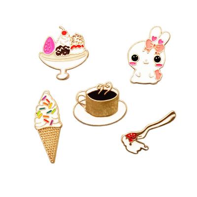 China Environmental Friendly Sweet Rabbit Ice Cream Salad Fruit Coffee Party Enamel Pins Brooch Badge Cartoon Lapel Pin For Jeans Shirt Bag Jewelry for sale