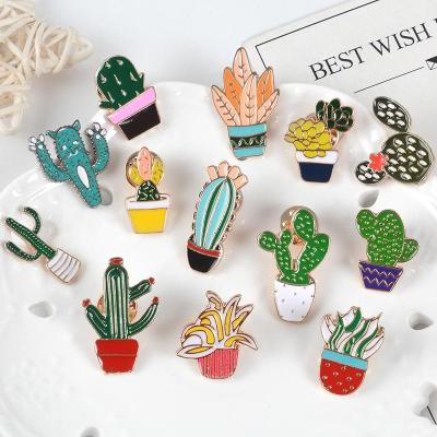 China Fashionable Cute Potted Cartoon Plant Chlorophytum Succulents Cactus Plant Potted Enamel Pins Pin for sale