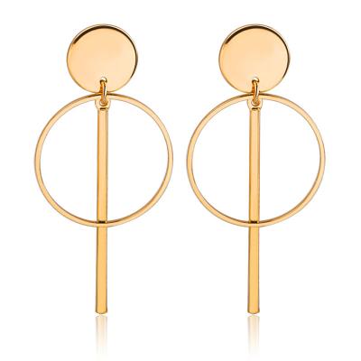 China Trendy Simple Cavity Round Gold Silver Long Tassel Earrings Minimalist Fashion Earrings For Women for sale