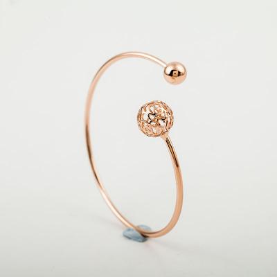 China Fashionable Wholesale Metal Cuff Charm Crystal Ball Simple QIHE Open Cuff Bracelet for sale