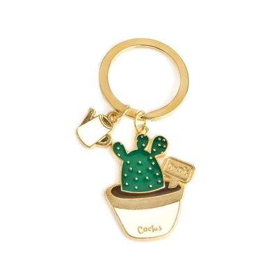 China Promotion Gift QIHE China Manufacturer Creative Delicate Succulent Factory Enamel Pin Keychain for sale