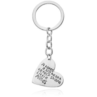 China New Promotion Gift QIHE Exquisite Antique Silver Heart Shape Lettering Forever Heart Charm Key Chain for sale