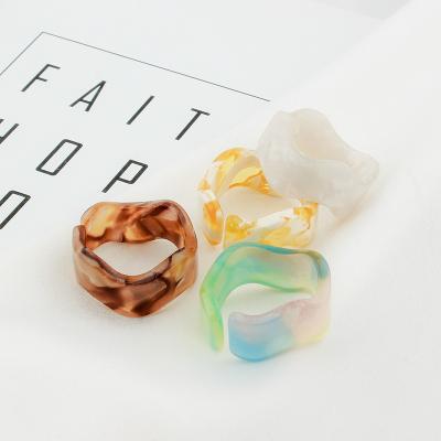 China Wholesale Fashion Transparent Resin Ring Multi Colors Acrylic Adjustable Open Rings Girls FASHIONABLE for sale