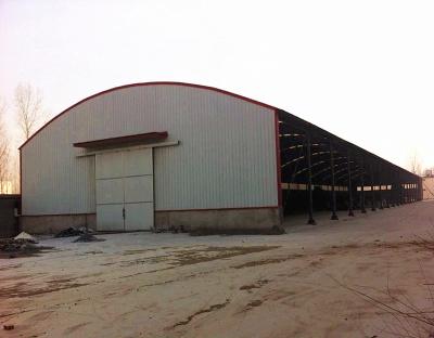 China Prefab Light Steel Workshop Steel Structure And Arched Roof Building / Warehouse / Parking Lot for sale