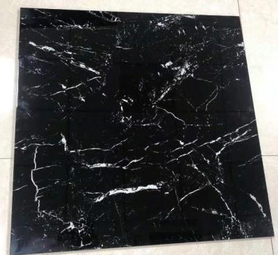 China Modern Black Collection Full Gloss High Gloss Polished Tiles For Flooring Marble Porcelain Tiles for sale