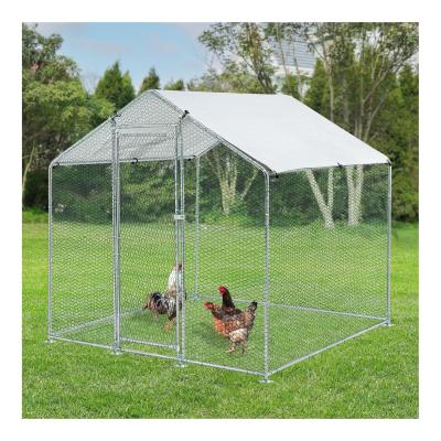 China Chicken Run Walk In Pet Cage Chicken Coop 10 Sizes Galvanised Metal Walk in Chicken Cage with White Color PE Cover for sale