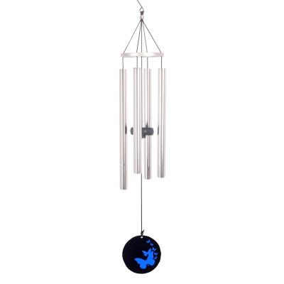 China 4 Tubes Metal Wind Bell Butterfly Music Bell Music Windbell Birthday Gift Minimalist Indoor Outdoor Hanging Garden Decorations for sale