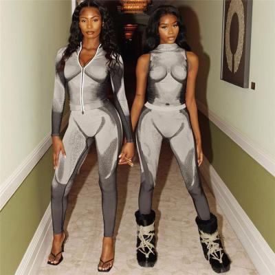 China Sexy QUICK DRY Women Clothing Sets 3D Printing Sleeveless 2 Piece Tap and PantsTwo Pieces Set Slim Casual Women's Suits a22 for sale