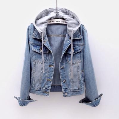 China Waterproof Women Large Plus Size 3XL 4XL 5XL Clothing Autumn Winter Casual Jeans Jacket With Hood Blue Jean Hoodie Jacket C221 for sale