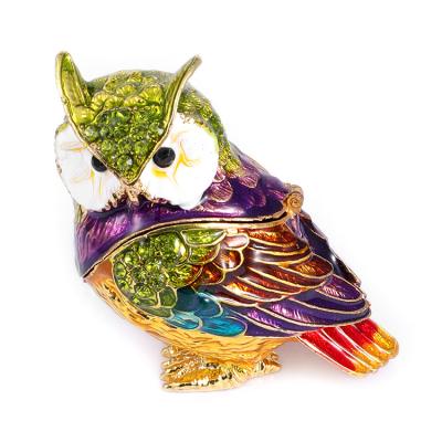 China Creative Popular Fashionable Owl Jewelry Box Diamond Jewelry Metal Collection Box for sale