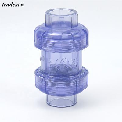 China Transparent Water Pipe System I.D20-63mm PVC Fin Check Valve One Way Valve Vertical And Pipe Fittings Home Aquarium Horizontal General Garden for sale