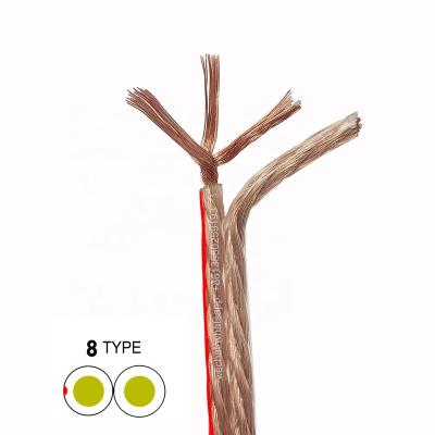 China Car CCA clear pvc 2X2.5MM Audio Cable 2 Core 2.5MM Transparent Speaker Wire Cable with Red Stripe for sale