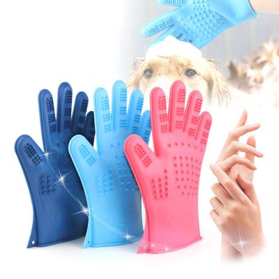 China Stocked Pet Washing Grooming Tools Hair Remover Brush Silicone Pet Bath Grooming Glove for sale