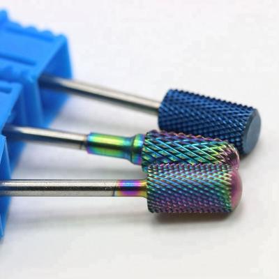 China Manicure Pedicure Drill Bit Manicure Tools Remove Gel Rainbow Tungsten Carbide Electric Nail Drill Bit for sale