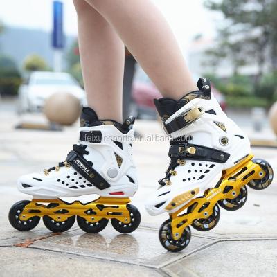 China Wholesale Removable PP Composite Material ROSELLE Wheel Shoes White Gold Single Inline Skates Endurance for sale