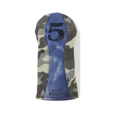 China Wholesale Embroidery Leather LOGO Plush Golf Headcovers Classic Golf Camouflage PU Leather Headcovers Manufacturer for sale