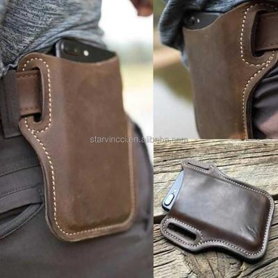 China 2021 Vintage Portable Men Cell Phone Buckle Holster Case Holder Genuine Leather Belt Bag For 6.3 Inch Phone for sale