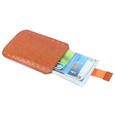 China Custom Minimalist Slim Smart Strap Smart Hand Stitched Badge Key ID Card Wallet Holder For Women for sale