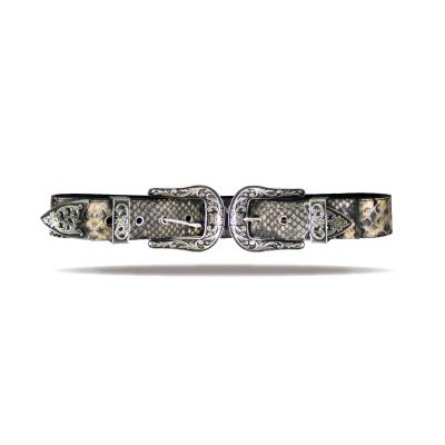 China Fashional Double PU Leather Belt Snake Leather Belt Buckle Belt for sale