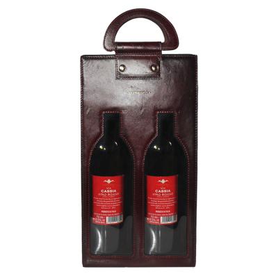 China Transparent Leather Windows Wedding Gift Liquor Bottle Wine Bag Carrier Holder Case For Winery for sale