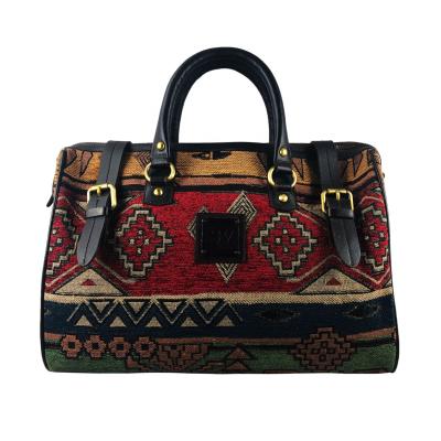 China National Travel Bag Vintage Style Unique Pattern Customized Logo Leather Duffel Bag for sale