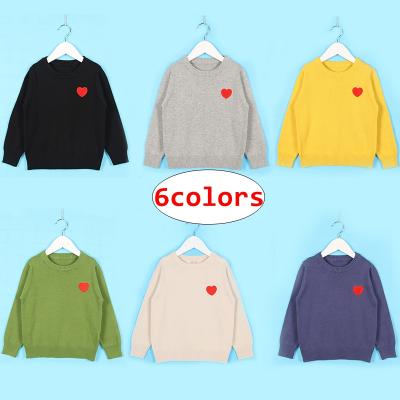 China Cotton Viable Sweater Baby Girl Infant Boy Knitted Tops With Love Heart Solid Color Autumn Winter Coat for sale