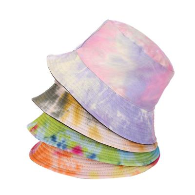 China Bilateral Picture US Flag Tie Dye Outdoor Bucket Hats Mens Womens Summer Beach Street Hats for sale