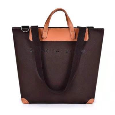 China Korean Oversized Fashion Handled 2021 Ladies Summer Tote Bag Leather Handle Canvas Shoulder Bag Tote Bag for sale