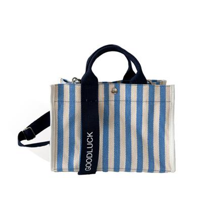 China Manufacturer Handled Factory Ladies Canvas Tote Bag Small Tote Bags Crossed Out Canvas Handbag For Women for sale