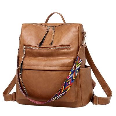 China Waterproof High Quality PU Leather Vintage Backpack Multifunctional Women Bag for sale