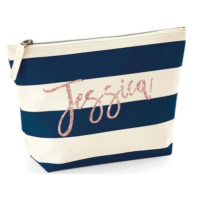 China Lady Personalized Canvas Makeup bag for women with custom name for sale