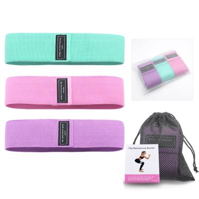 China Custom High Elastic Polyester Cotton Resistance Band Stretch Elastic Fitness Booty Loop Bands For Gym for sale