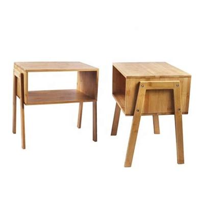 China Modern Nightstand Table Hot Selling Modern Natural Bamboo Stackable Bedside Tables for sale