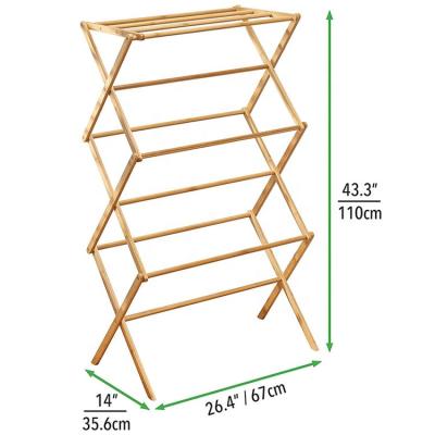 China Customized Factory Direct Selling Logo Bamboo Folding Highly Durable Sustainable Clothes Drying Rack for sale