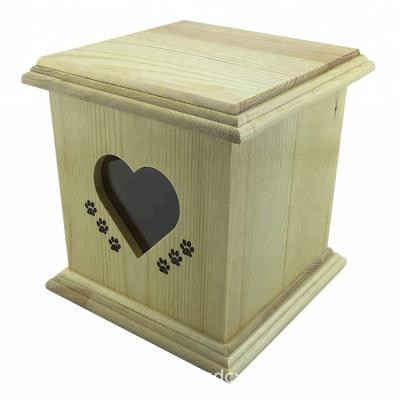 China Eco-Freindly Customized Dog Casket Cinerary Logo Eco-Freindly Pet Box Solid Wood Pet Casket Urn Box for sale