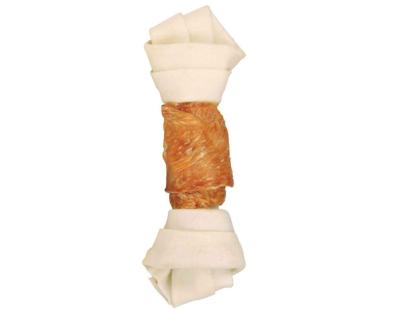 China Skin & Coat Health Chews Natural Rawhide Knot Bone Dog Treats wwrapped with Chicken Meats for sale